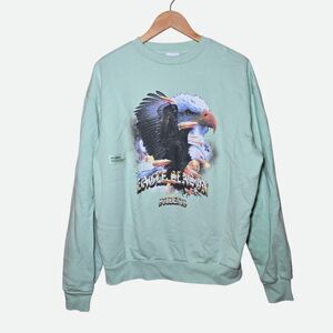 STUDENTS Mens Large Eagle Season Graphic Crewneck Sweatshirt Mint Light Green